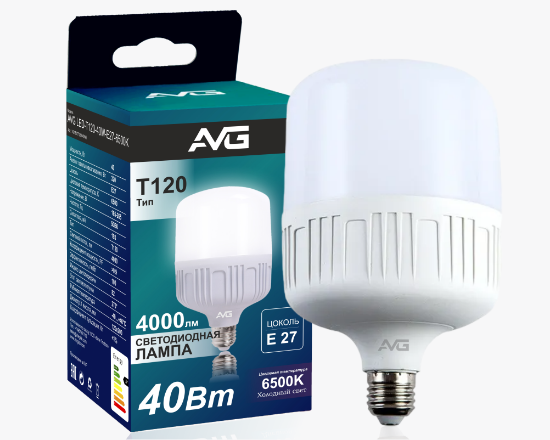 Լուսադիոդային լամպ AVG LED T120-40W-E27-6K - ի նկար
