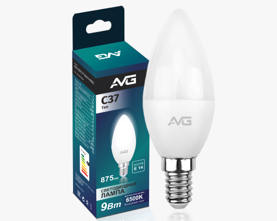 Լուսադիոդային լամպ AVG LED C37-9W-E14-6K - ի նկար