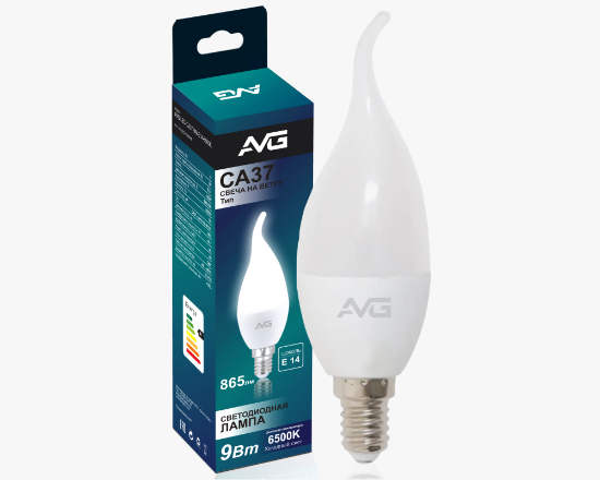 Լուսադիոդային լամպ AVG LED C37-9W-E14-6K մոմ - ի նկար