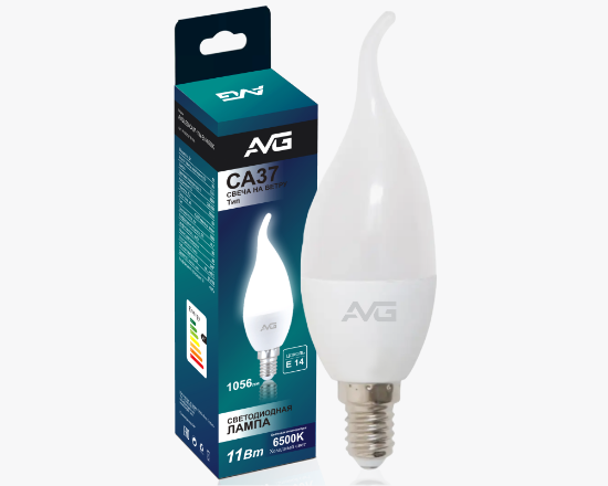Լուսադիոդային լամպ AVG LED C37-11W-E14-6K մոմ - ի նկար