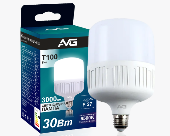 Լուսադիոդային լամպ AVG LED T100-30W-E27-6K - ի նկար