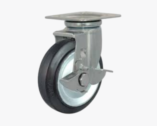 93N-125STB-RB Սայլակի ռետինե անիվ, արգելակով, սև, 5'' 125x34 - ի նկար