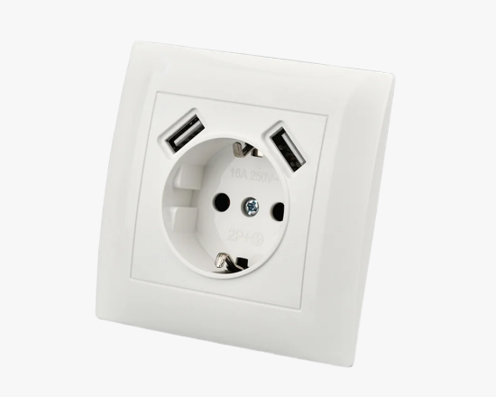 CS-19 Վարդակ արտ․ 1 տեղ․ 2P+T հողանցումով + 2 USB - ի նկար